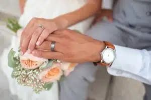 Wedding rings at an affordable Jacksonville chapel ceremony